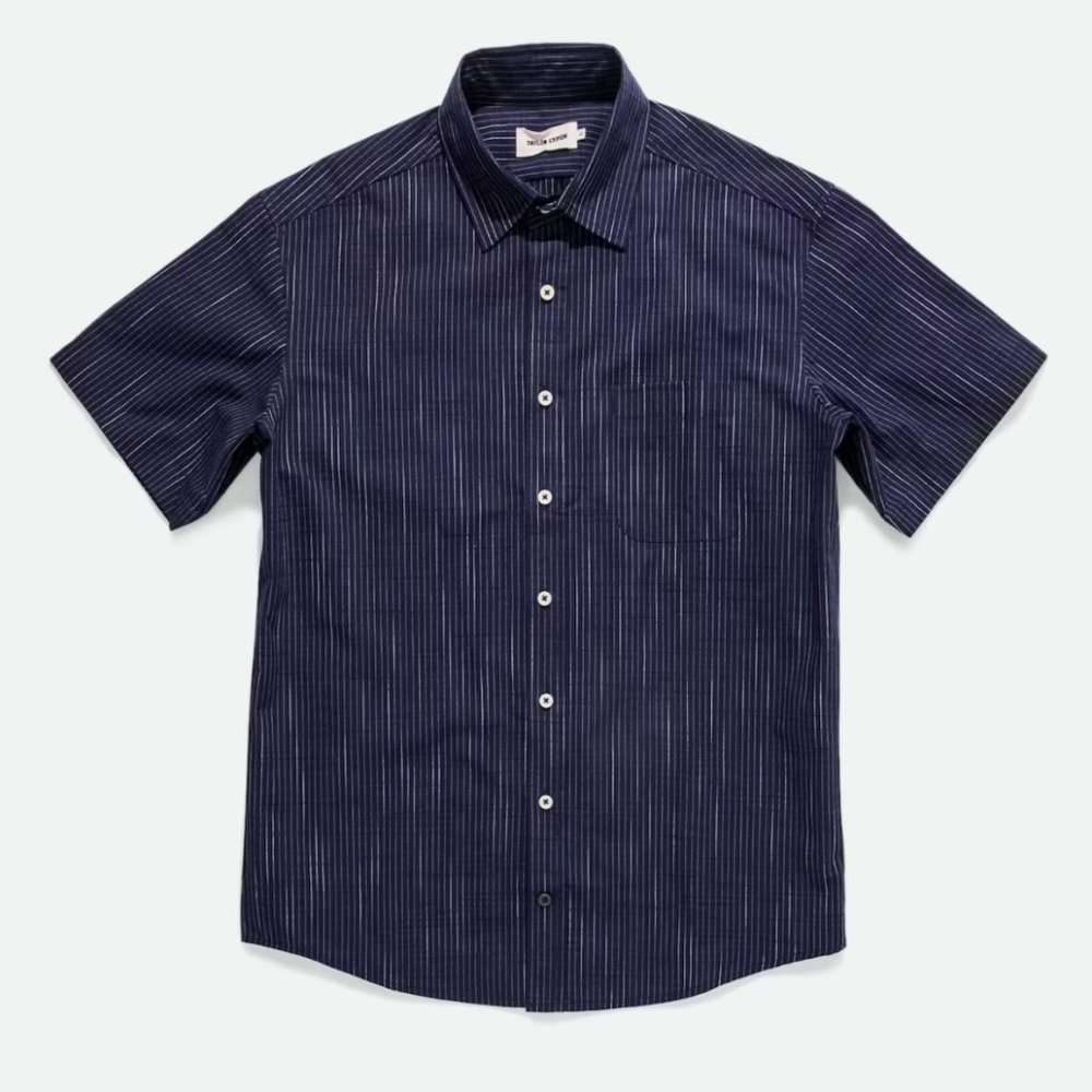Taylor Stitch SS California in Slubby Navy Stripe - Size 42